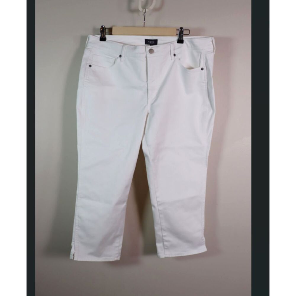 NYDJ Everything Fit White Jeans 14W Lift Tuck Straight Leg Cropped
